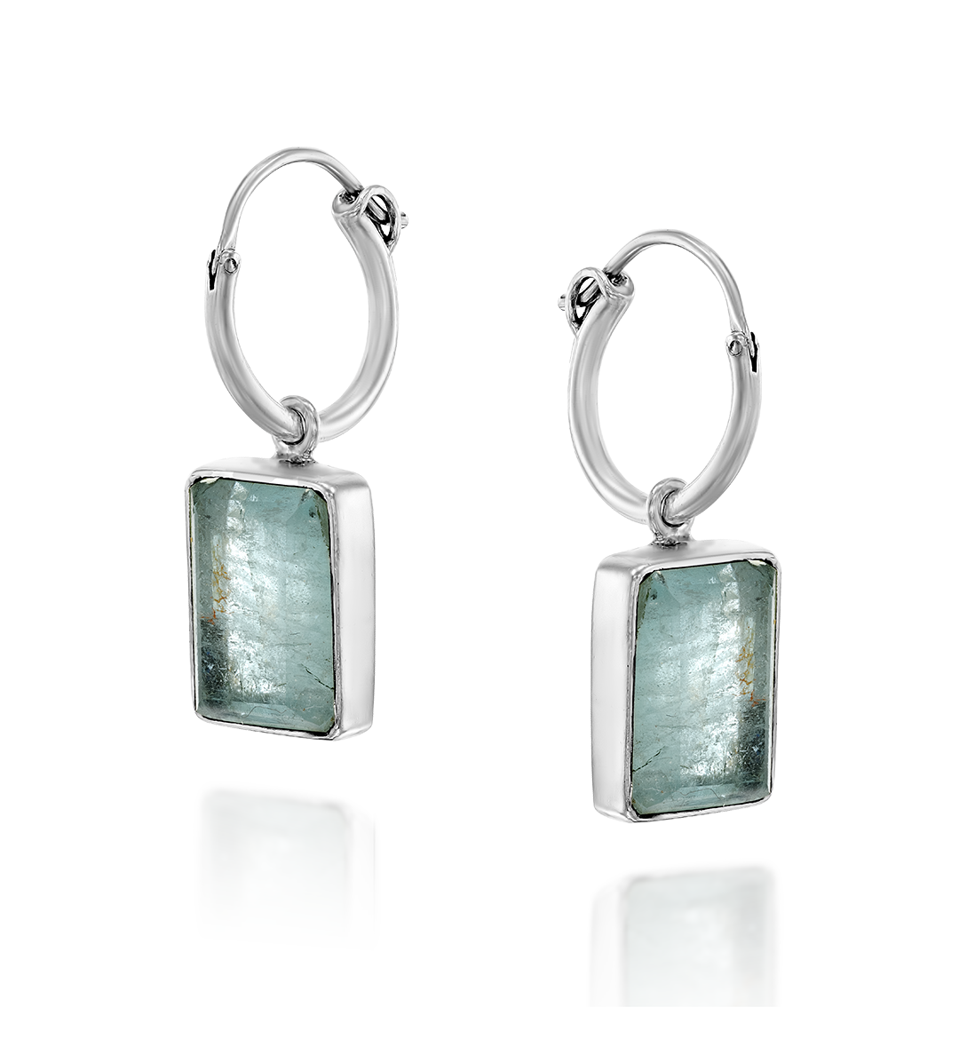 Aquamarine Rectangle Earrings