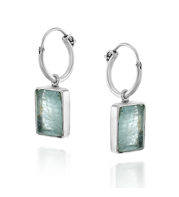 Aquamarine Rectangle Earrings