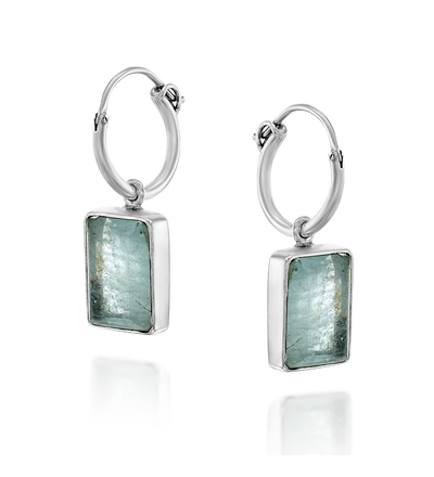 Aquamarine Rectangle Earrings - Boho Magic