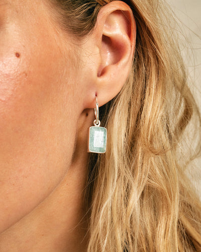 Aquamarine Rectangle Earrings - Boho Magic