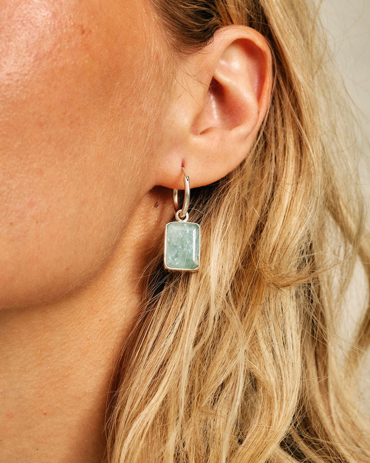 Aquamarine Rectangle Earrings