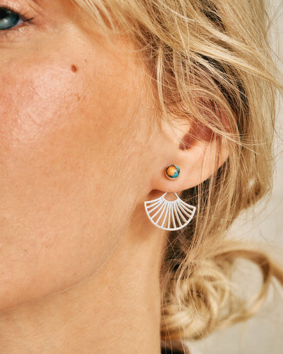 Oyster Copper Turquoise Ear Jackets - Boho Magic