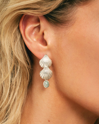 Aquamarine Shells Earrings - Boho Magic