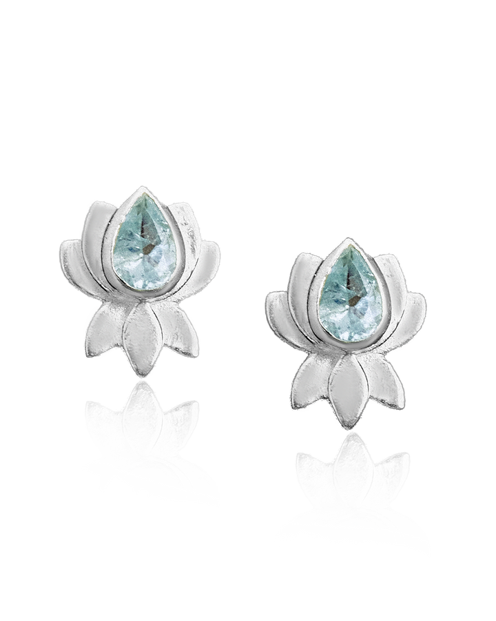 Lotus Flower Aquamarine Earrings