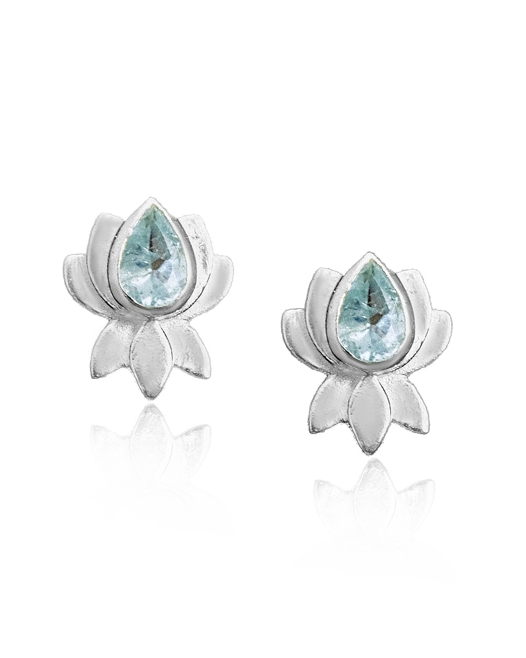 Lotus Flower Aquamarine Earrings