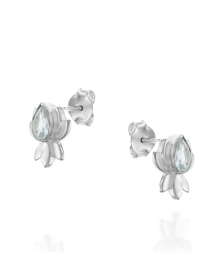 Lotus Flower Aquamarine Earrings