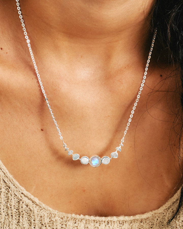 Moon Phase Moonstone Necklace