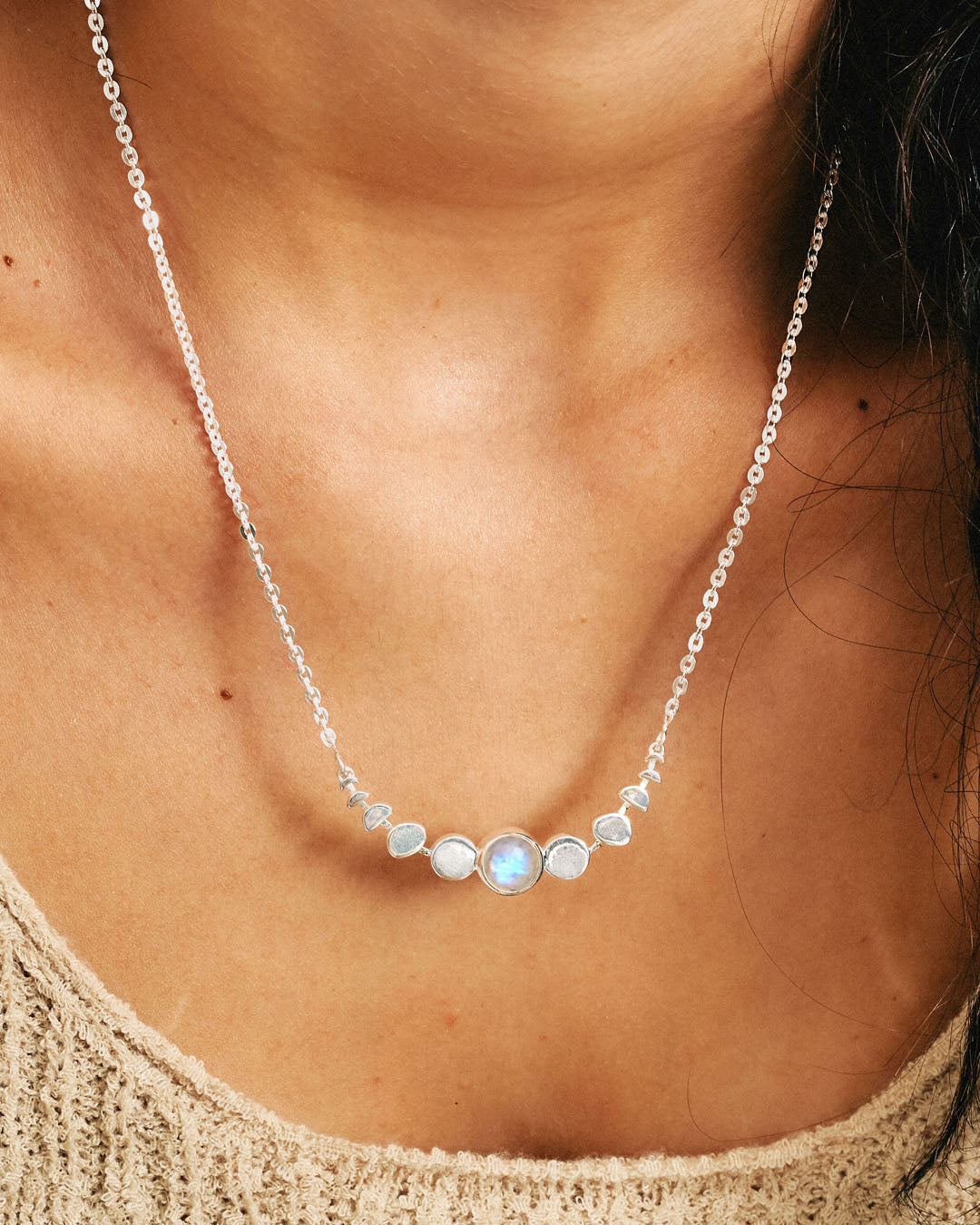 Moon Phase Moonstone Necklace