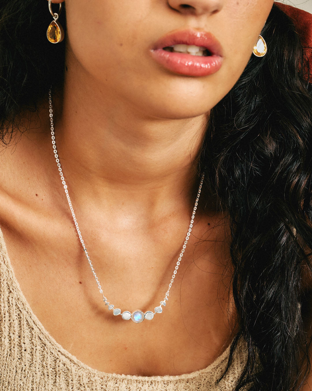 Moon Phase Moonstone Necklace