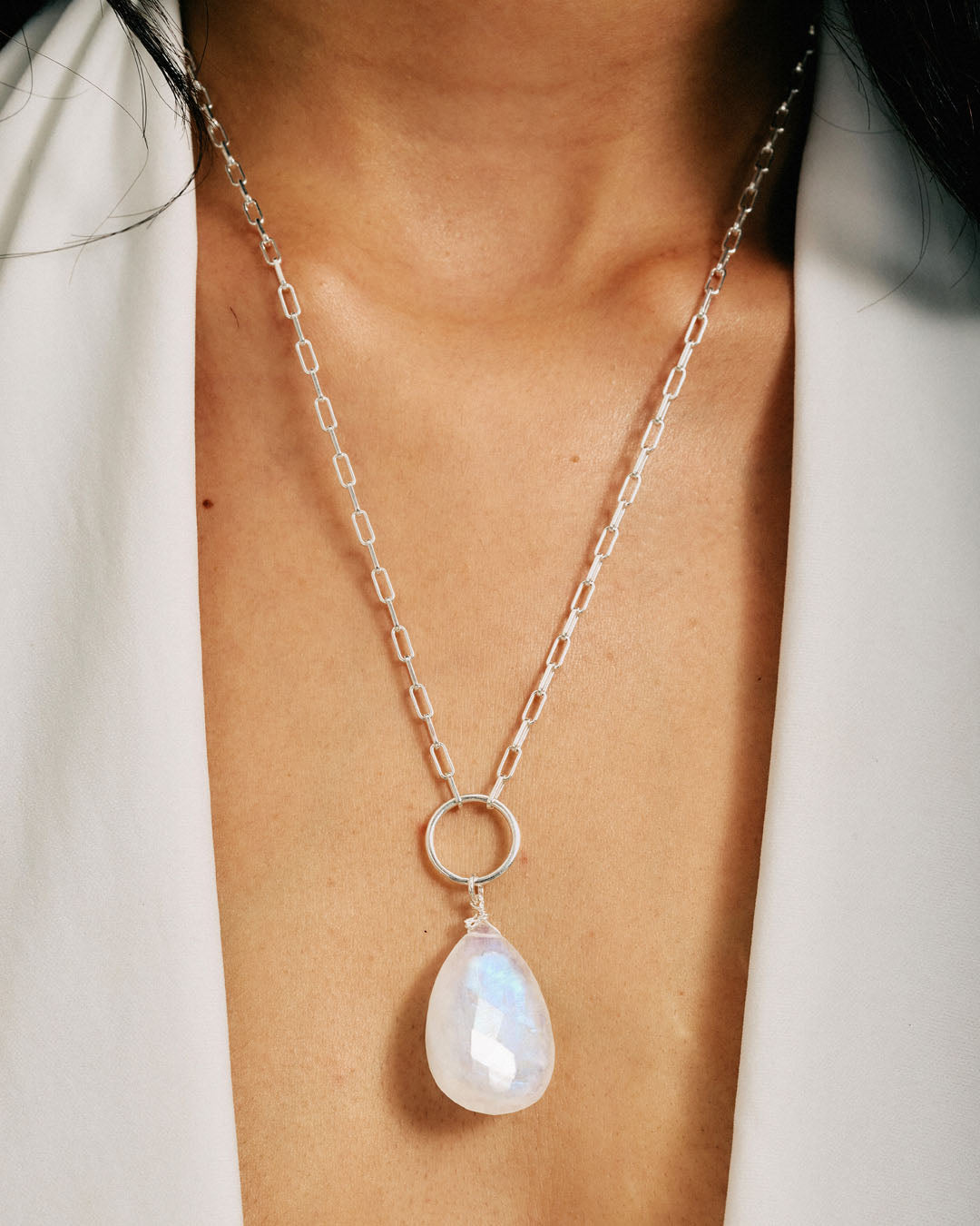 Large Teardrop Moonstone Necklace