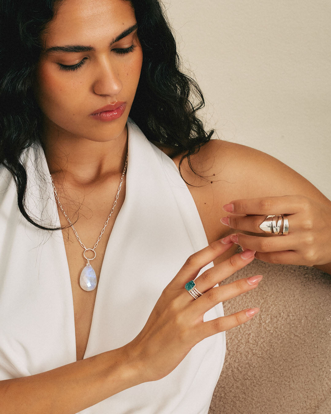 Large Teardrop Moonstone Necklace