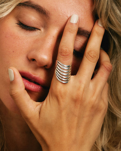 Full Finger Silver Statement Ring - Boho Magic