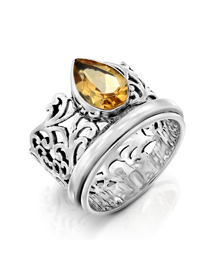 Citrine Teardrop Fidget Ring