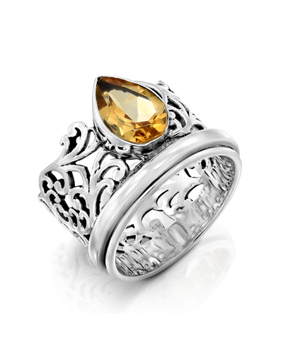 Citrine Teardrop Fidget Ring - Boho Magic