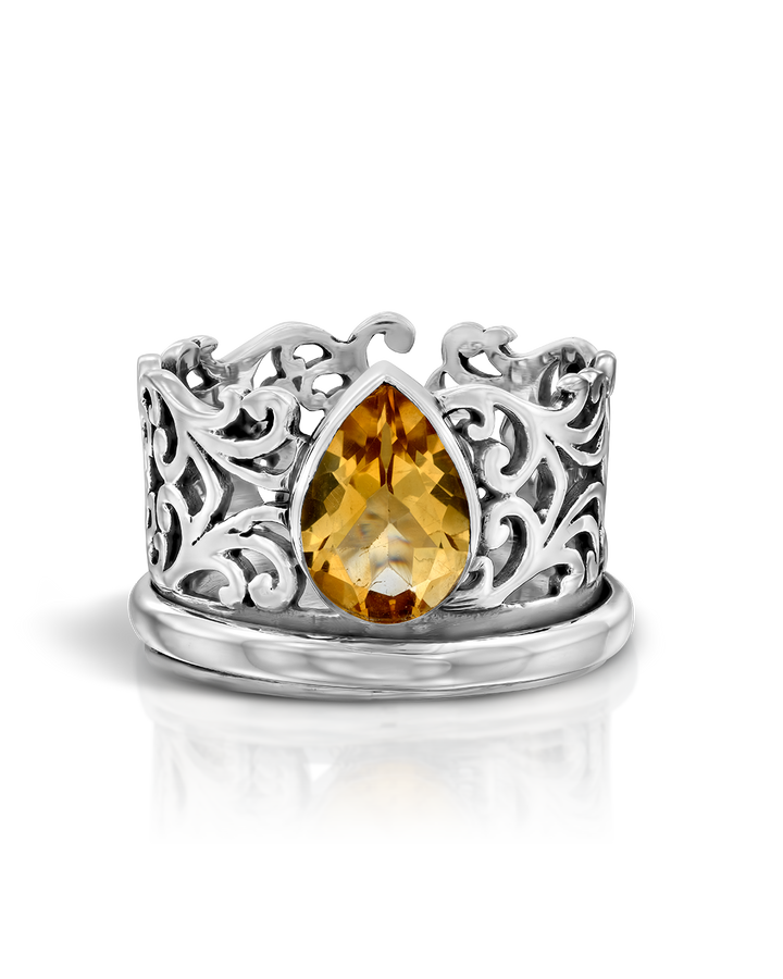 Citrine Teardrop Fidget Ring