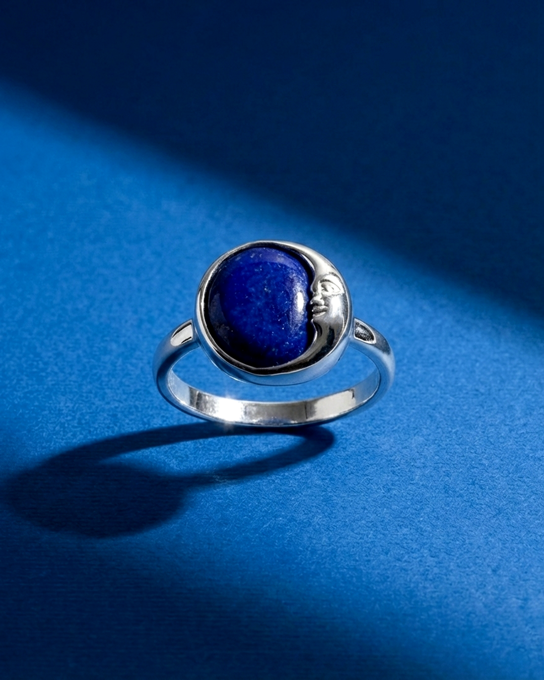 Celestial Lapis Moon Face Ring