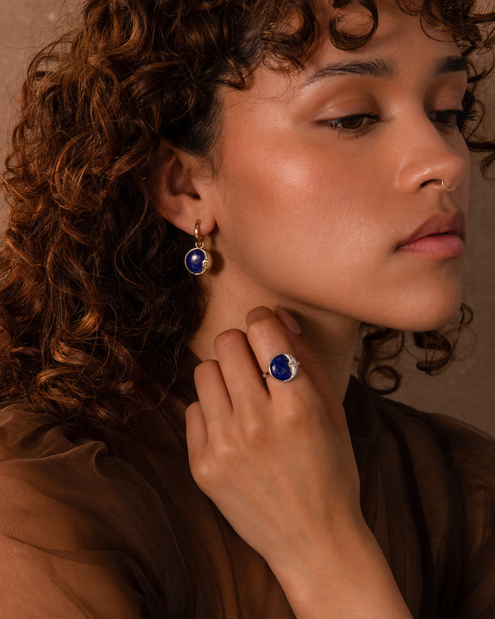 Celestial Lapis Moon Face Ring