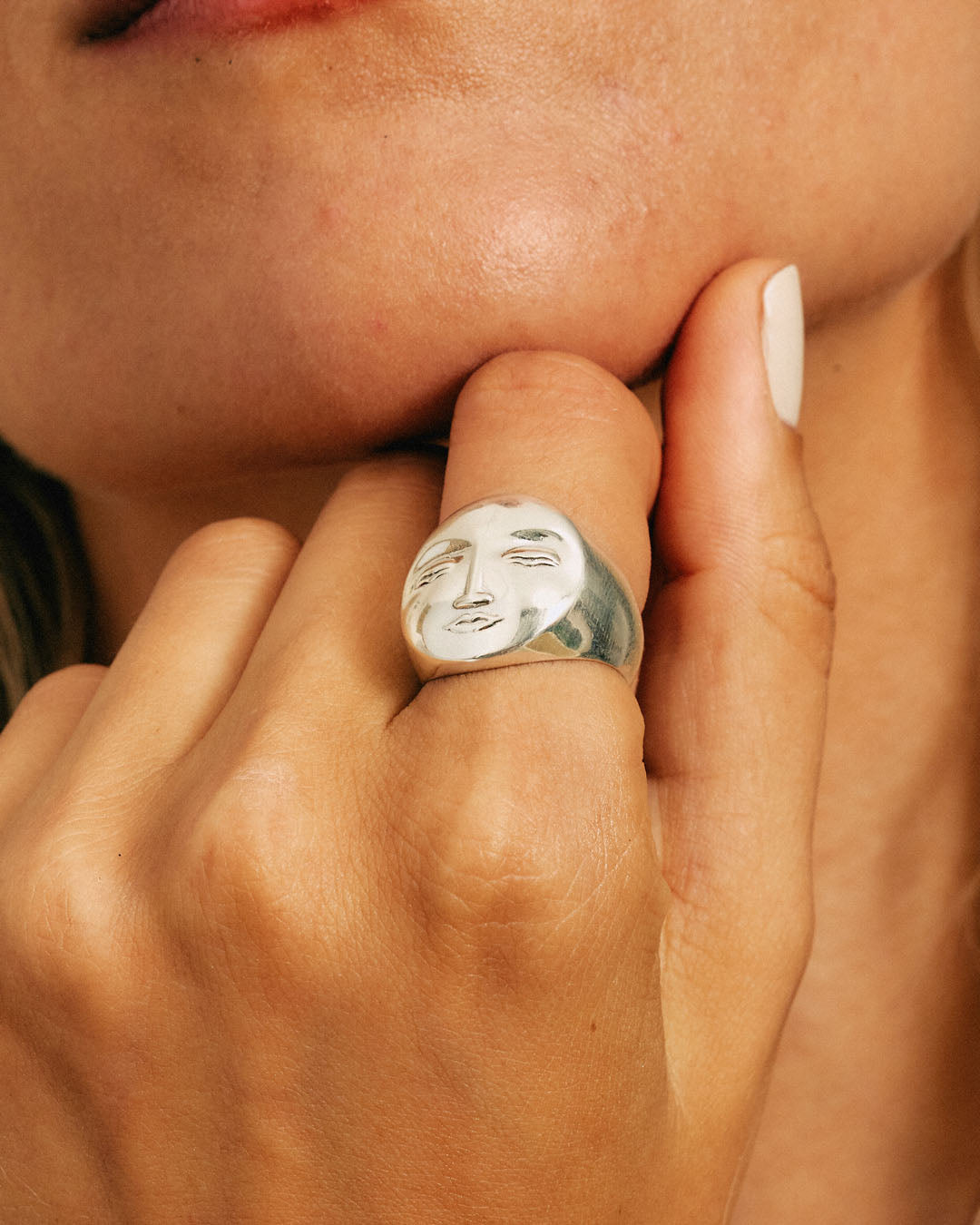 Moon Face Dome Ring