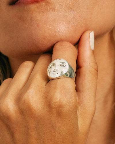 Moon Face Dome Ring - Boho Magic