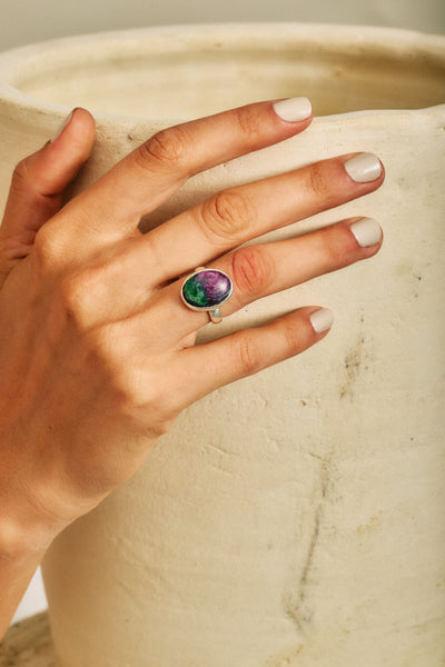 Ruby Zoisite Oval Ring - Boho Magic