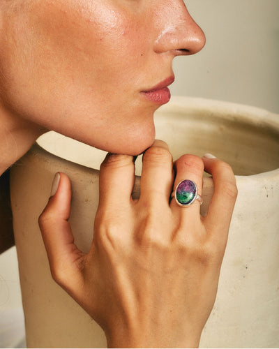 Ruby Zoisite Oval Ring - Boho Magic