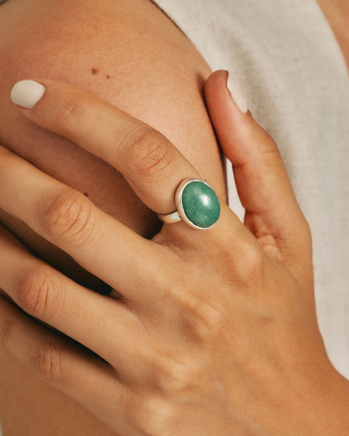 Green Aventurine Oval Ring