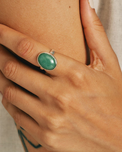 Green Aventurine Oval Ring - Boho Magic