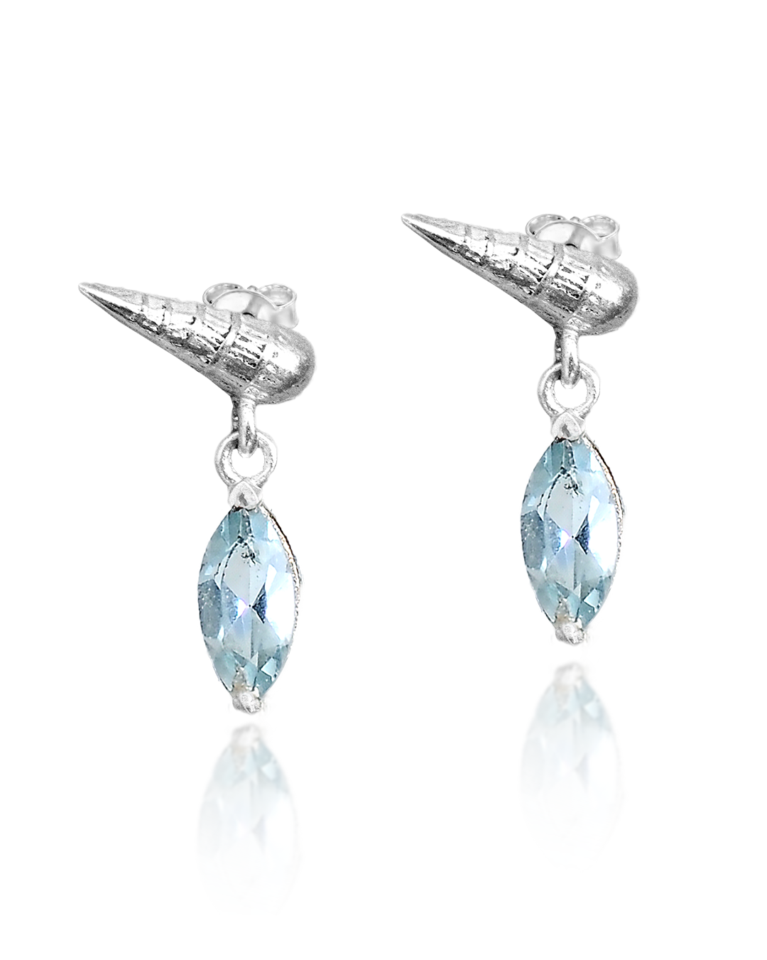 Shell Aquamarine Dangle Earring