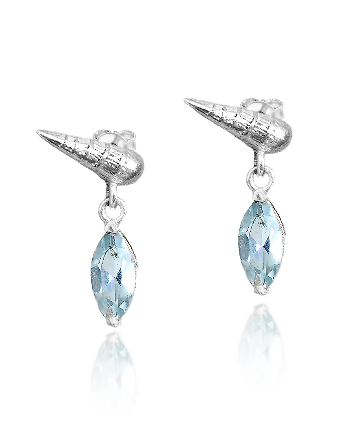 Shell Aquamarine Dangle Earring