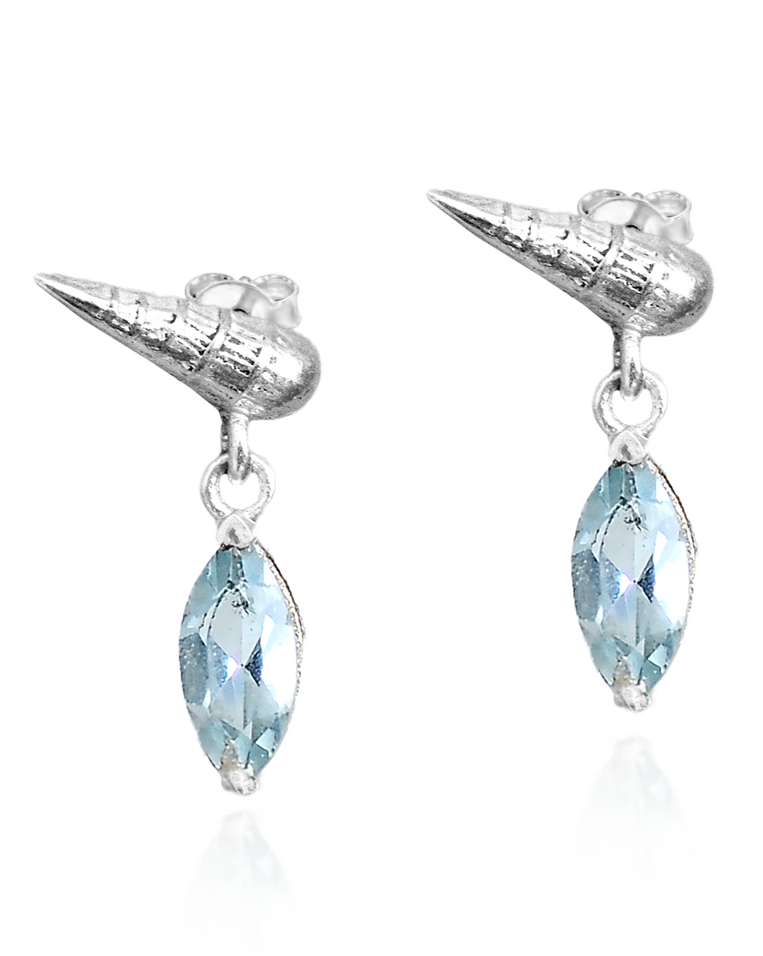 Shell Aquamarine Dangle Earring