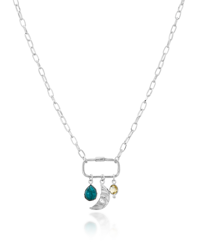 Moon Face Apatite Citrine Carabiner Necklace - Boho Magic