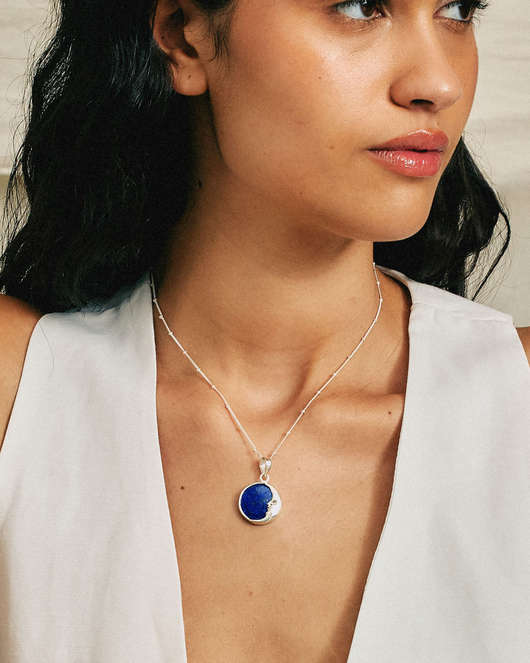 Moon Phase Lapis Necklace