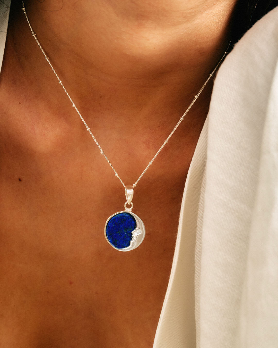 Moon Phase Lapis Necklace