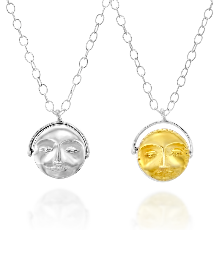 Fidget Sun and Moon Face Necklace