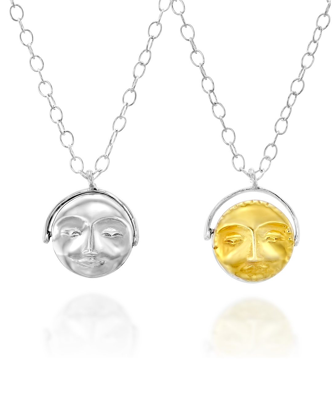 Fidget Sun and Moon Face Necklace