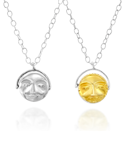 Fidget Sun and Moon Face Necklace - Boho Magic