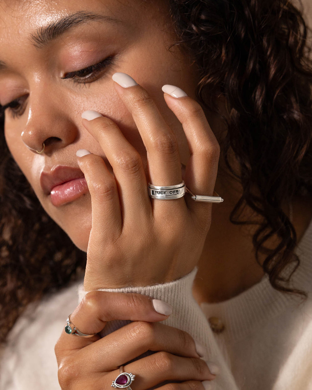 Hidden Message "Fuck Off" Fidget Ring