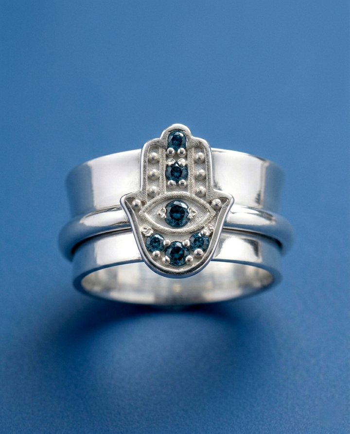 Hamsa London Blue Topaz Fidget Ring