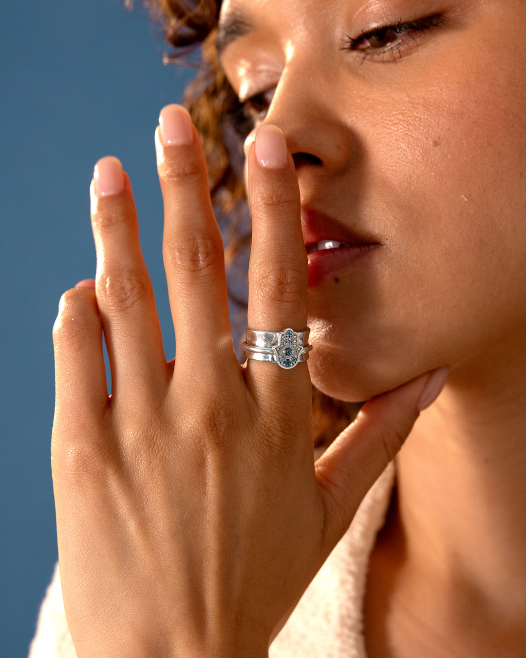 Hamsa London Blue Topaz Fidget Ring