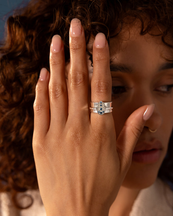 Hamsa London Blue Topaz Fidget Ring