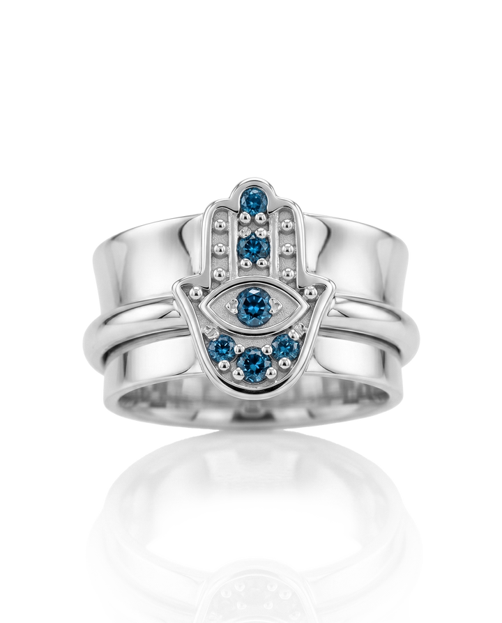 Hamsa London Blue Topaz Fidget Ring