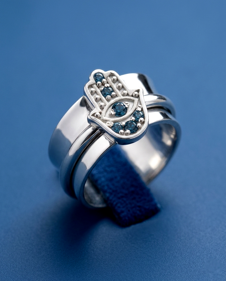 Hamsa London Blue Topaz Fidget Ring