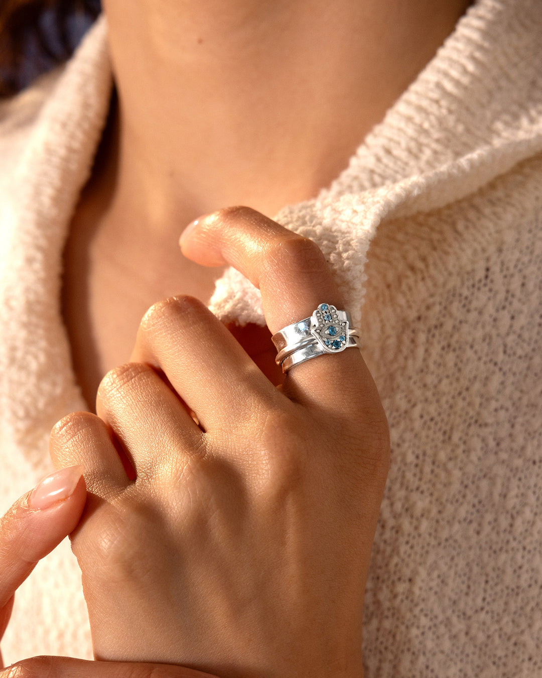 Hamsa London Blue Topaz Fidget Ring