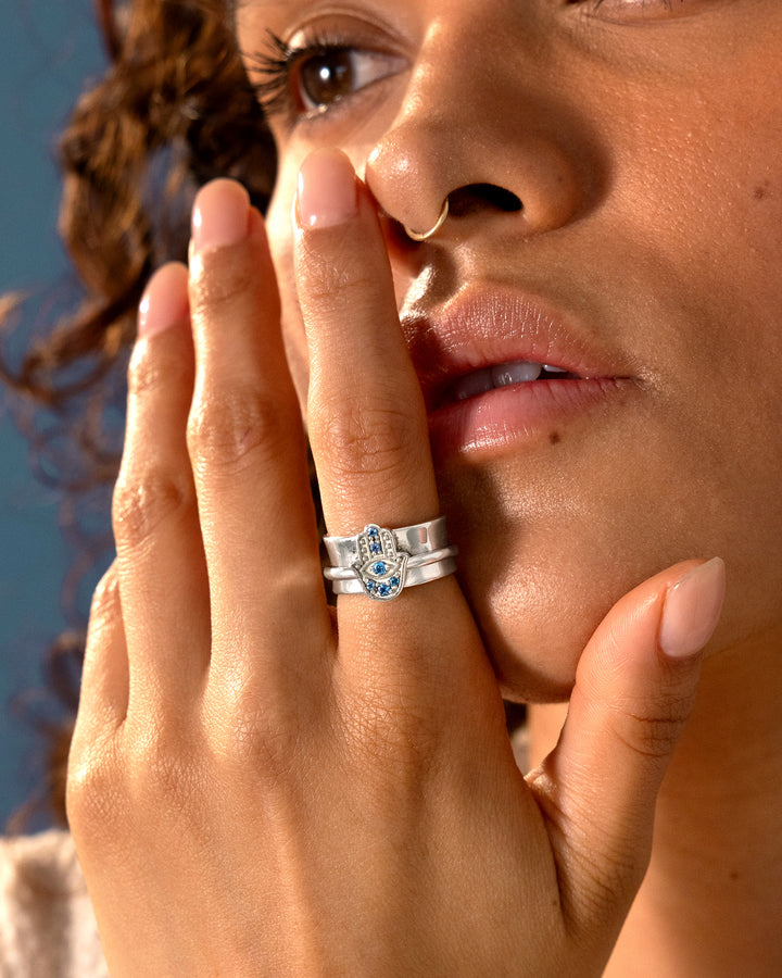 Hamsa London Blue Topaz Fidget Ring