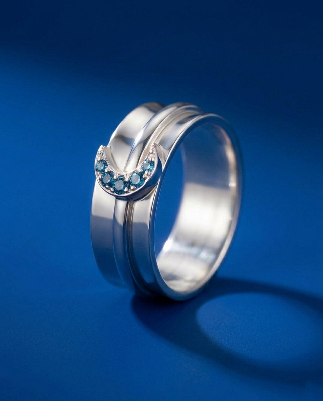 London Blue Topaz Moon Fidget Ring