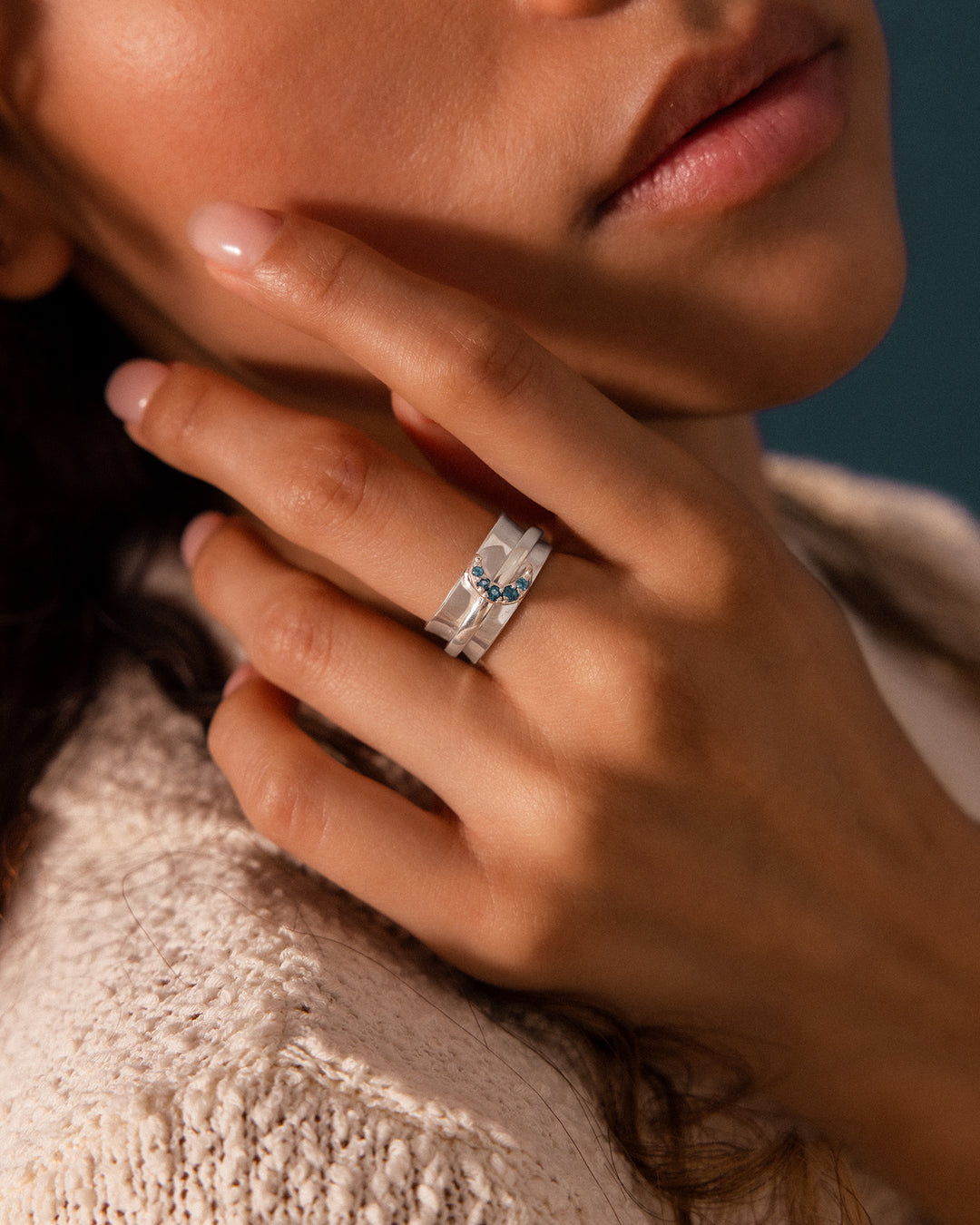 London Blue Topaz Moon Fidget Ring