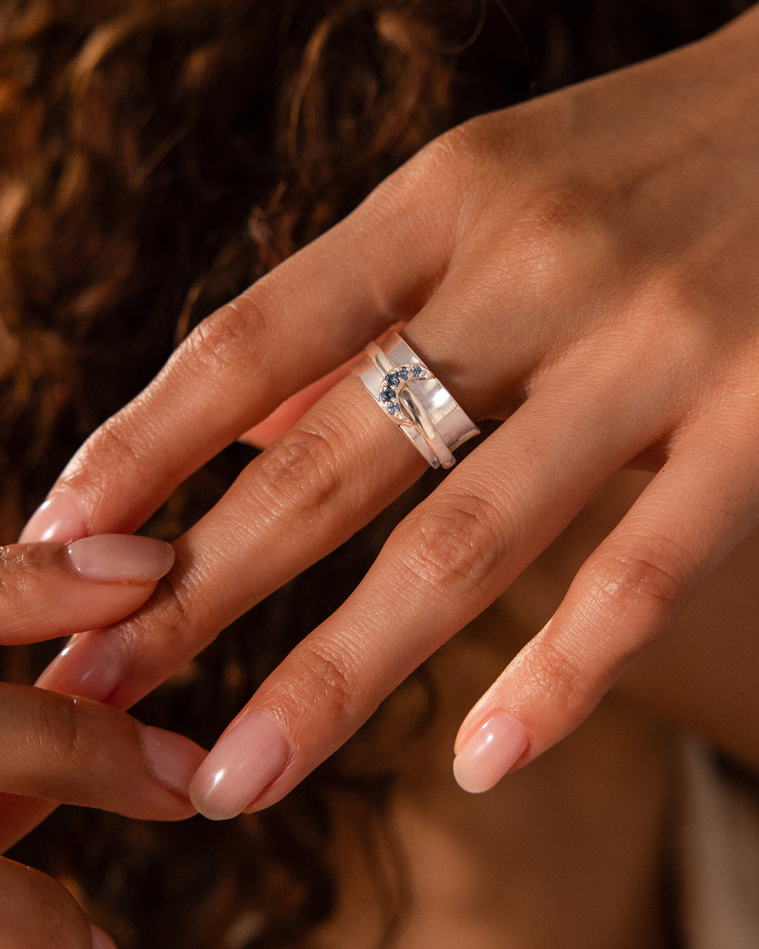 London Blue Topaz Moon Fidget Ring