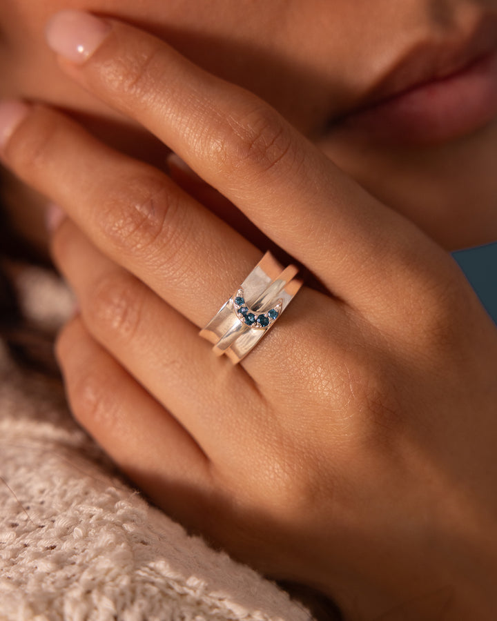 London Blue Topaz Moon Fidget Ring