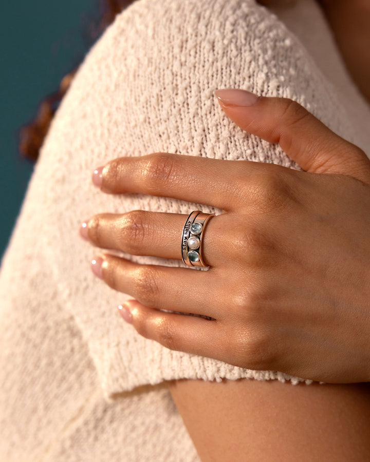 Stay Salty, Pearl and Aquamarine Fidget Ring