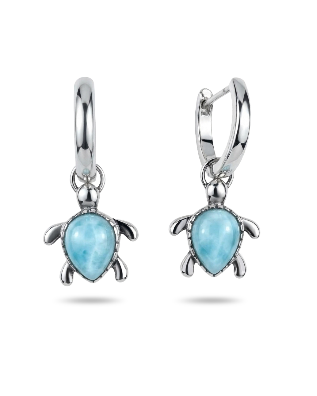 Turtle Larimar Hoop Earrings
